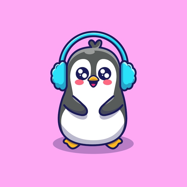 Premium Vector | Cute penguin wear earmuff illustration. animal winter ...