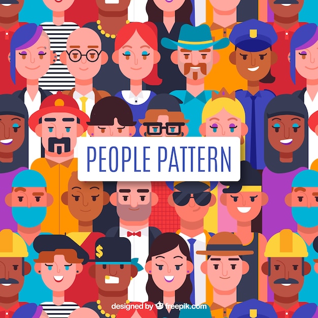 Cute people pattern with flat design