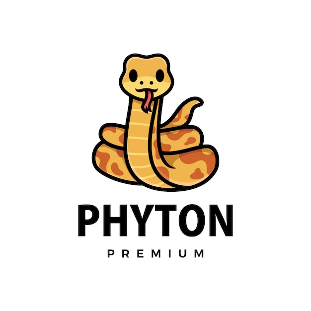 Premium Vector | Cute phyton cartoon logo icon illustration