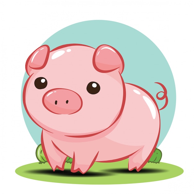 Cute pig cartoon character vector. | Premium Vector