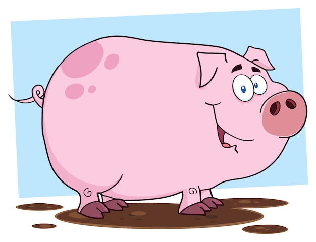 かわいい豚の漫画のキャラクター プレミアムベクター