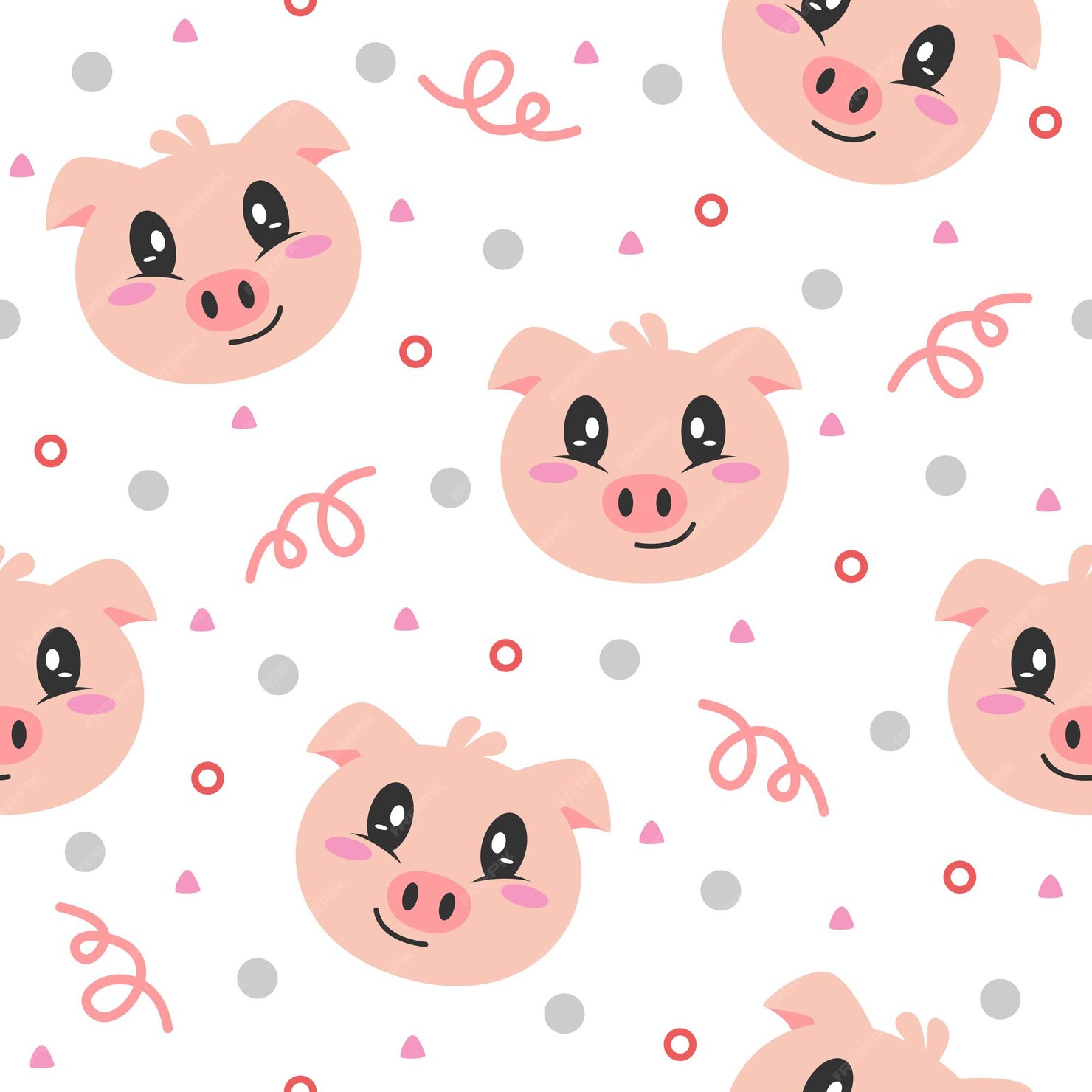 Premium Vector | Cute pig cartoon pattern background