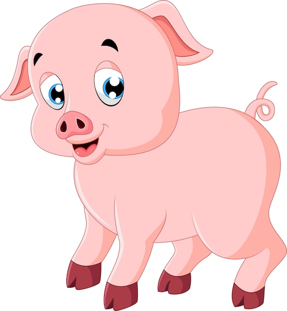Download Cute pig cartoon Vector | Premium Download