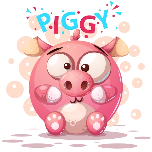 かわいい豚キャラクター プレミアムベクター