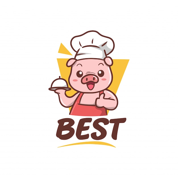 Premium Vector | Cute pig cheaf mascot illustration