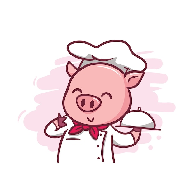 Premium Vector The Cute Pig Chef Illustration