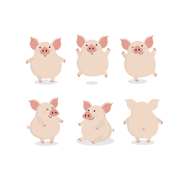 Premium Vector | Cute piggy cartoon character vector