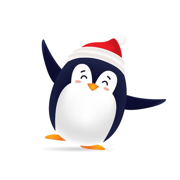 Premium Vector Cute Pinguin Dancing With Red Cap