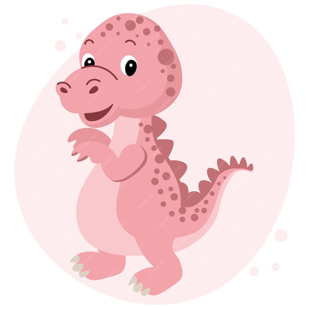 Premium Vector | Cute pink baby dinosaur on an abstract background ...