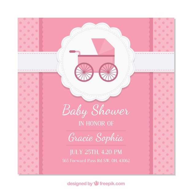 Download Cute pink baby shower invitation | Free Vector