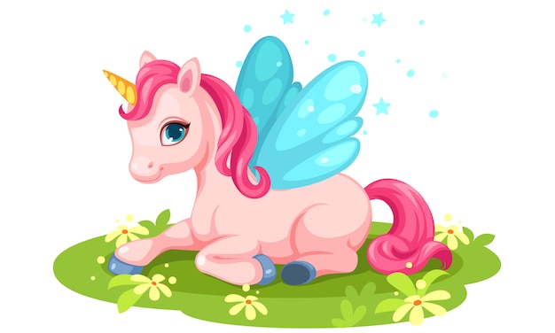 Download Free Vector | Cute pink baby unicorn character