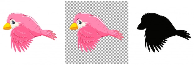 プレミアムベクター かわいいピンクの鳥の漫画のキャラクター