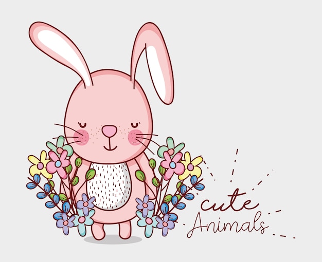 Premium Vector | Cute pink bunny doodle cartoon