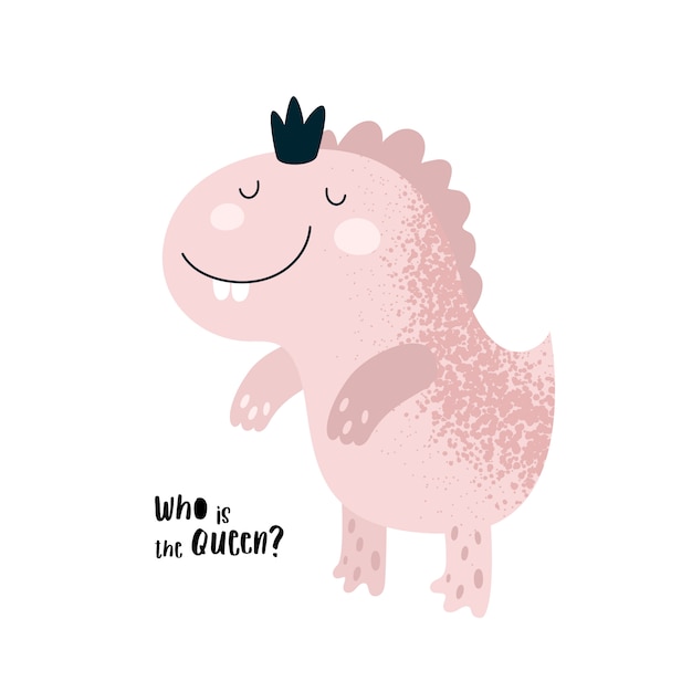Download Cute pink dinosaur princess baby | Premium Vector