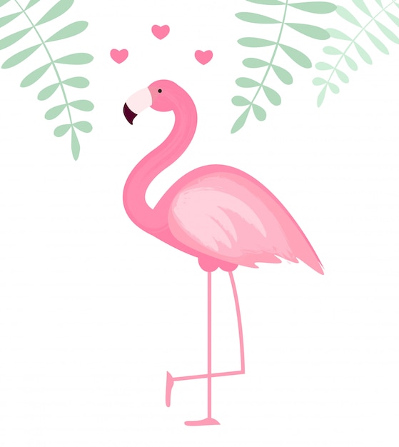 Cute pink flamingo icon illustration Premium Vector