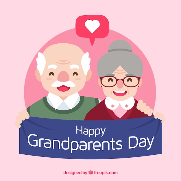 Cute pink flat grandparents day design