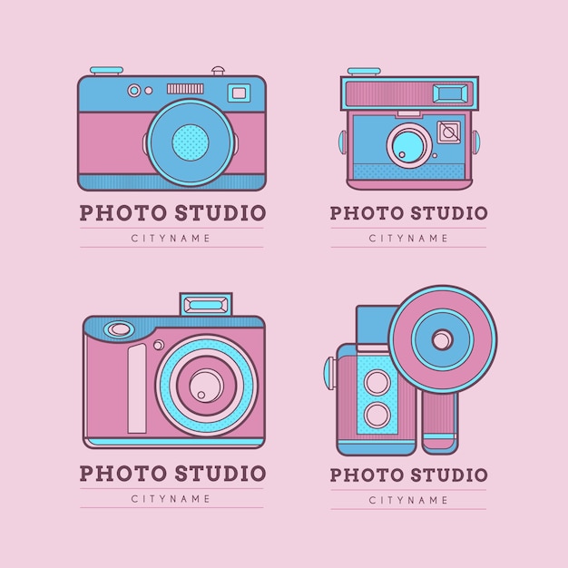かわいいピンクの写真スタジオのロゴ 無料のベクター