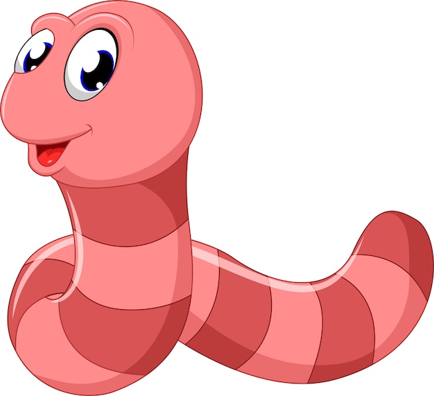 Cute pink worm cartoon Vector | Premium Download