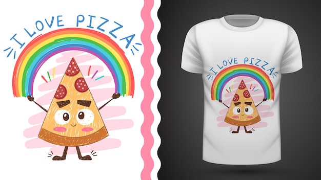 Download Cute pizza - idea for print t-shirt Vector | Premium Download