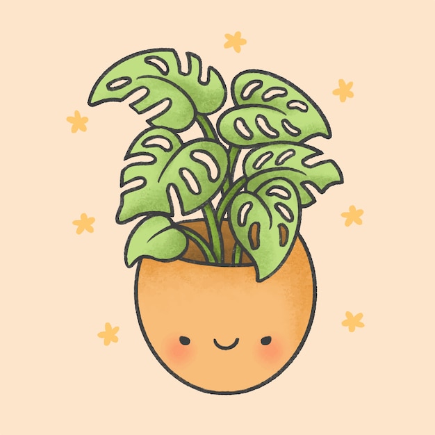 Premium Vector | Cute plant cartoon hand drawn style