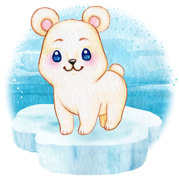 Download Cute polar baby bear on an iceberg floating on the sea ...