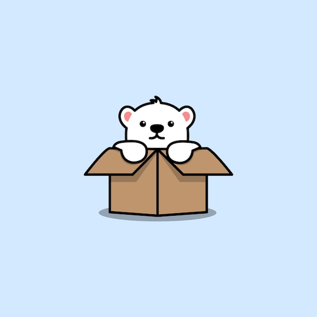 Premium Vector | Cute polar bear in the box