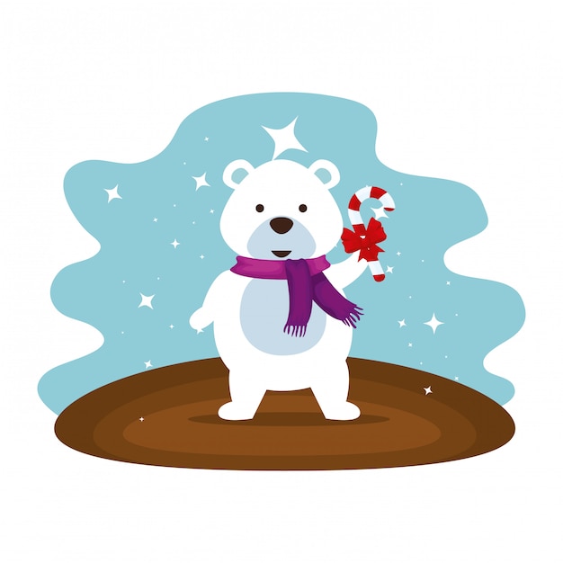 Download Cute polar bear christmas character | Premium Vector