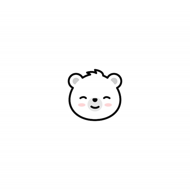 Premium Vector | Cute polar bear face cartoon icon