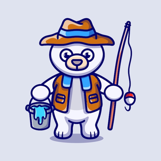 Premium Vector Cute Polar Bear Fisherman Cartoon Illustration Premium Vector Cute Polar Bear Fisherman Cartoon Illustration
