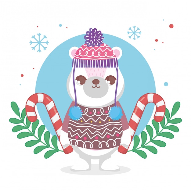 Download Cute polar bear with hat and sweater merry christmas ...