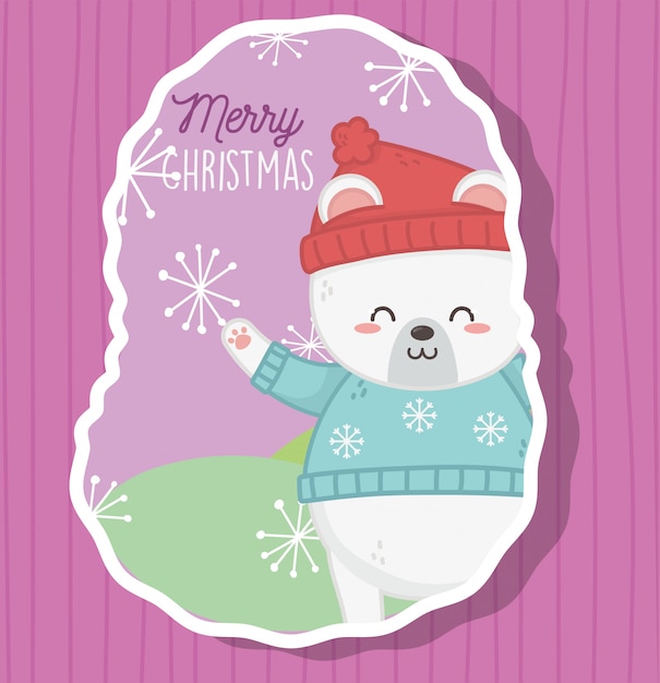 Download Premium Vector | Cute polar bear with hat and sweater ...