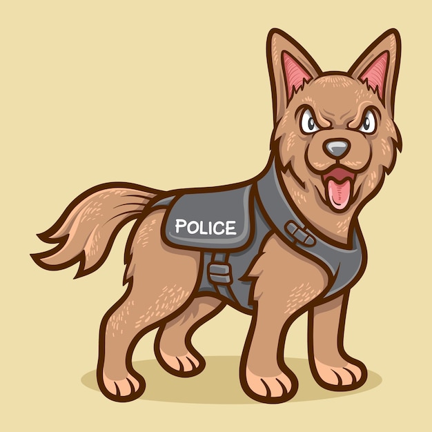 かわいい警察犬の動物イラスト プレミアムベクター