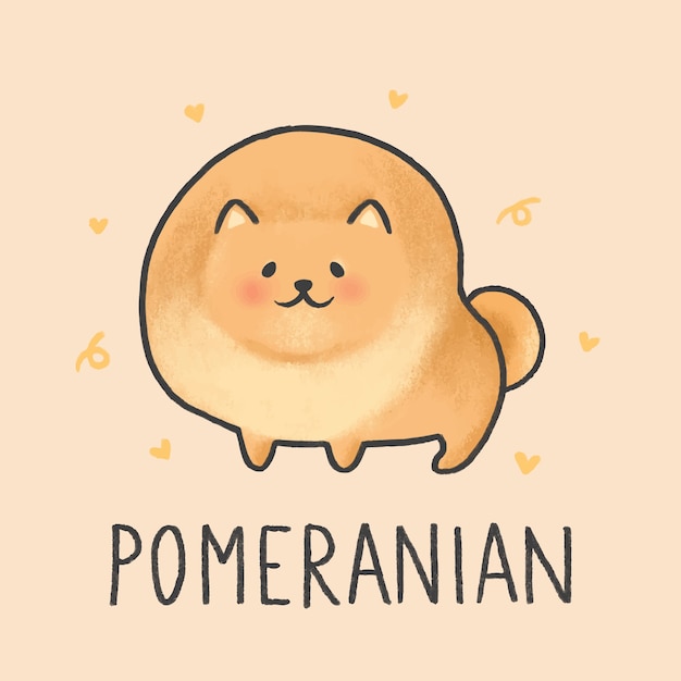 Cute pomeranian cartoon hand drawn style | Premium Vector