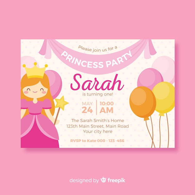 Download Cute princess party invitation Vector | Free Download