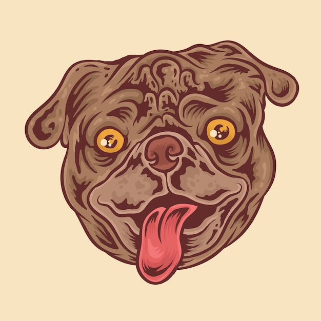 Premium Vector | Cute pug dog face illustration