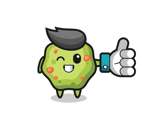 Premium Vector | Cute puke with social media thumbs up symbol , cute ...