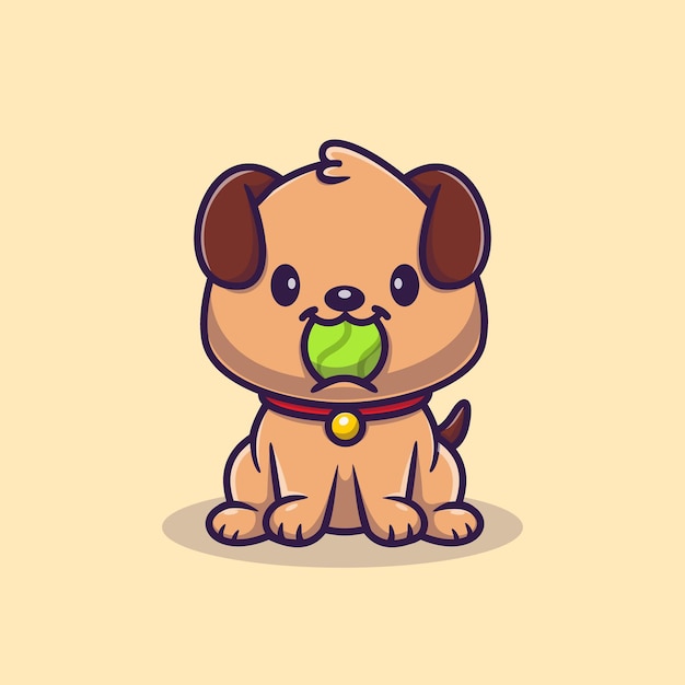 Download Free Vector | Cute puppy dog bite ball cartoon vector icon illustration. animal sport icon ...