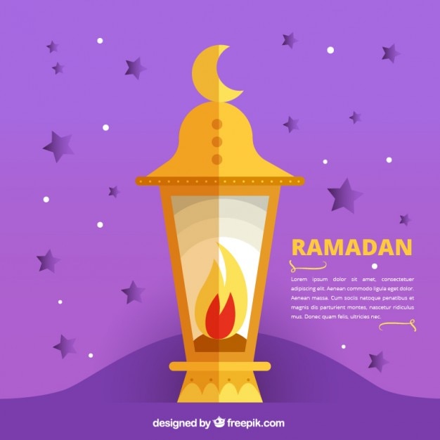 Free Vector | Cute purple ramadan background with a lantern