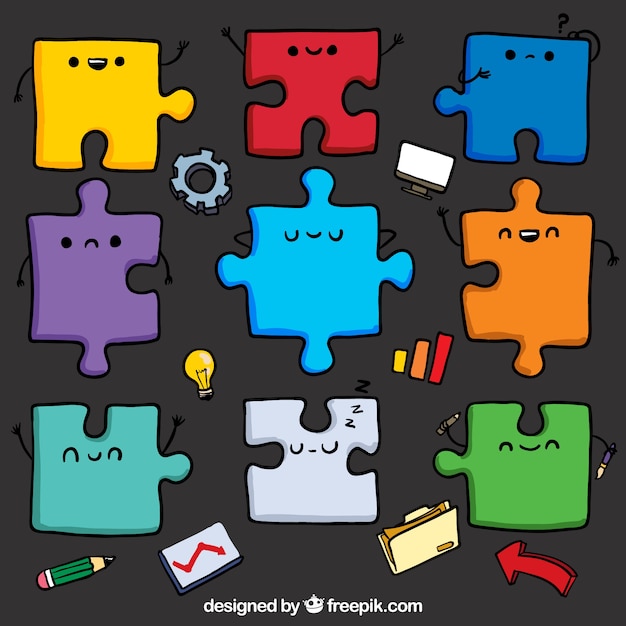 Premium Vector | Cute puzzle pieces