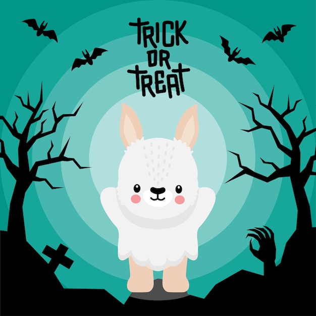 Premium Vector Cute rabbit bunny halloween costume theme cartoon doodle