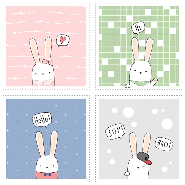 Download Cute rabbit bunny square card | Premium Vector