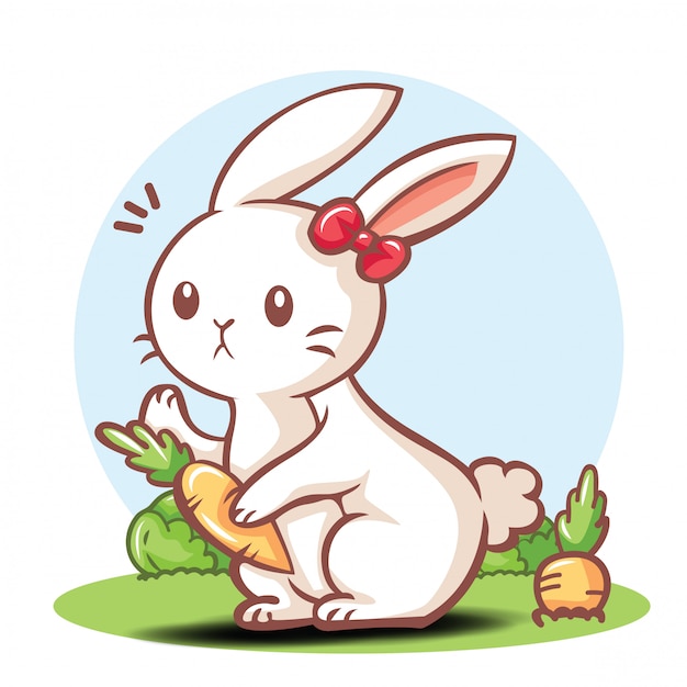 Cute rabbit cartoon character . | Premium Vector