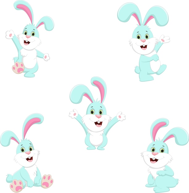  Cute  rabbit  cartoon  collection Vector Premium Download
