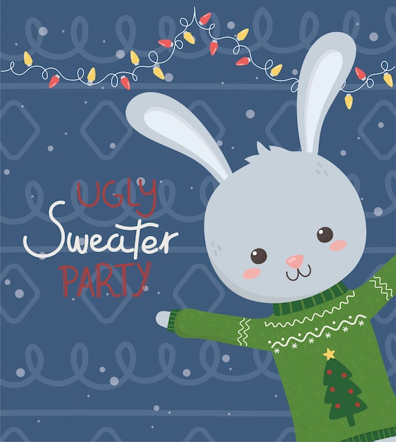 rabbit christmas sweater