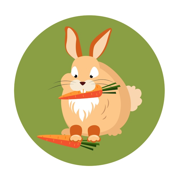 Premium Vector Cute Rabbit Eating A Carrot Vector Illustration