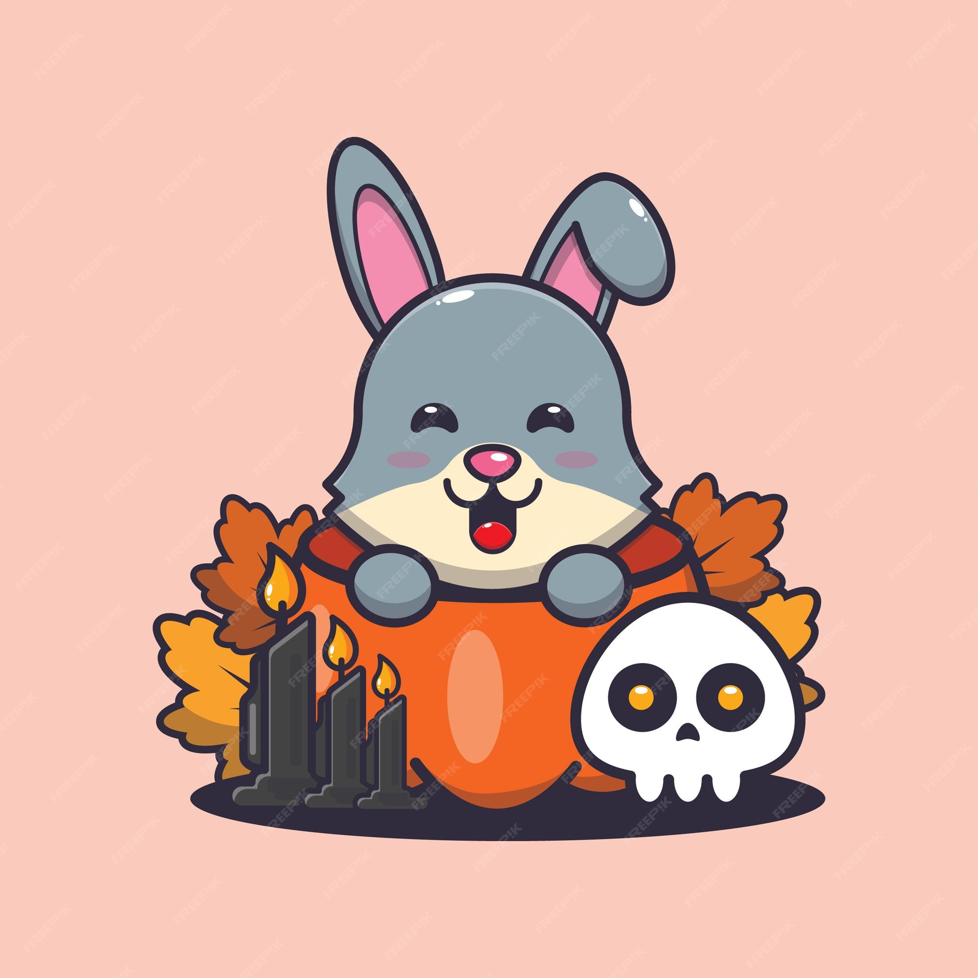 Premium Vector Cute rabbit in halloween pumpkin cute halloween