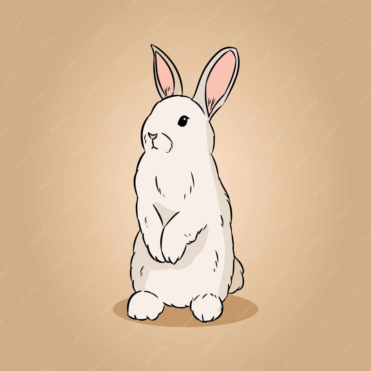 Premium Vector | Cute rabbit hand drawn lineart doodle image