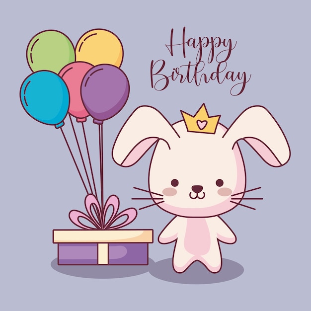 Premium Vector | Cute rabbit happy birthday card