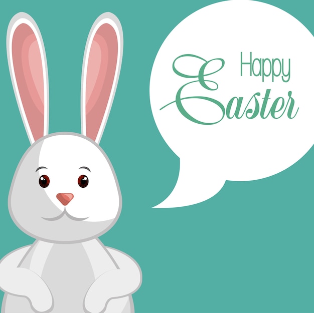 Download Cute rabbit happy easter vector illustration design ...