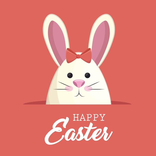 Download Cute rabbit happy easter | Premium Vector